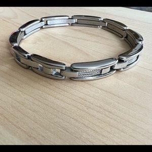 Men’s stainless steel bracelet.